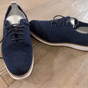 Cole Haan Dark Blue Knit Derbys